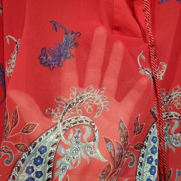 Lane Bryant Womens Blouse Top V Neck Kimono Sleeve Floral Print Red Blue 14/16. - Picture 15 of 15